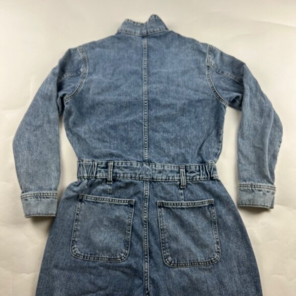 Universal Thread Denim Long Sleeve Button Front Straight Leg Jumpsuit 6R - Picture 8 of 9